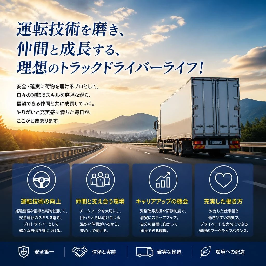 運転技術を磨き、仲間と成長する、理想のトラックドライバーライフ!